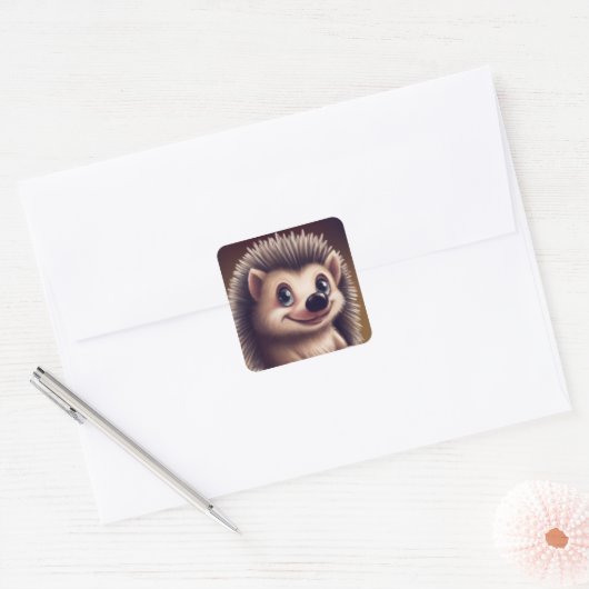 ハリネズミ スクエアシール (封筒)