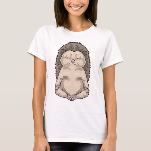 ハリネズミ ヨガ フィットネス 瞑想 Tシャツ (正面)