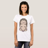 ハリネズミ ヨガ フィットネス 瞑想 Tシャツ (正面フル)