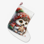 ハリネズミ ラージクリスマスストッキング (正面 (吊り時))