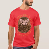 ハリネズミ 今日はちょっとイライラしてるわ レトロ Tシャツ (正面)
