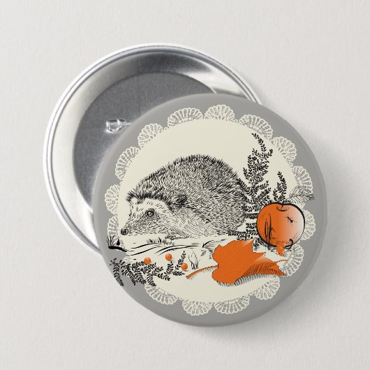 ハリネズミ 缶バッジ (正面&裏面)