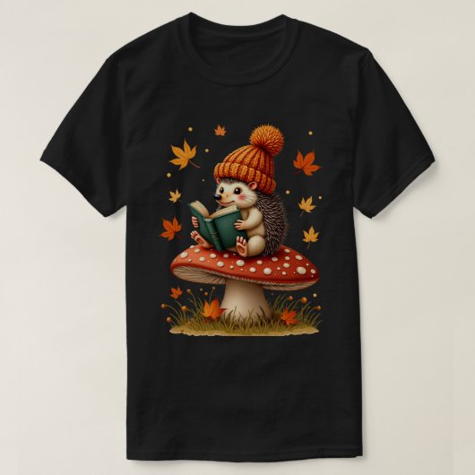 ハリネズミ 読書家 Tシャツ (デザイン正面)