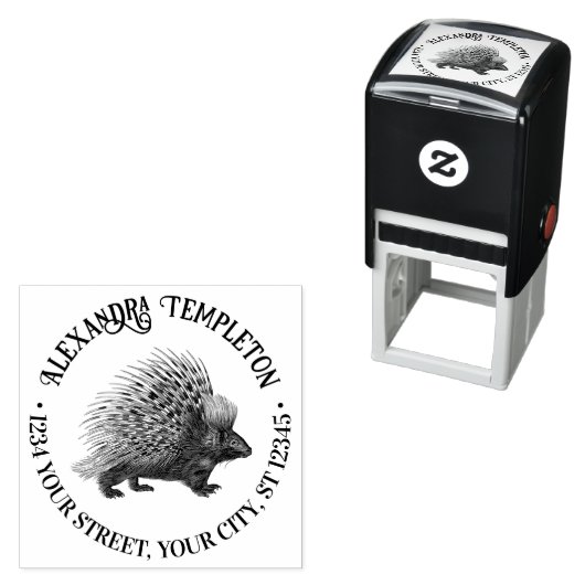 ハリネズミ#1 名前 返送先住所 セルフインキングスタンプ (インサイチュ)