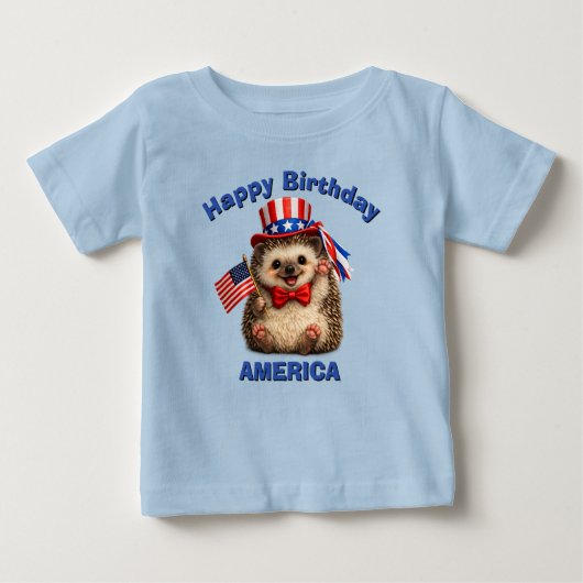 ハリネズミ (5歳) 愛国少年Tシャツ ベビーTシャツ (正面)
