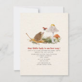 ハリネズミLadybugマッシュルームウッドランドベビーシャワー 招待状 (正面)