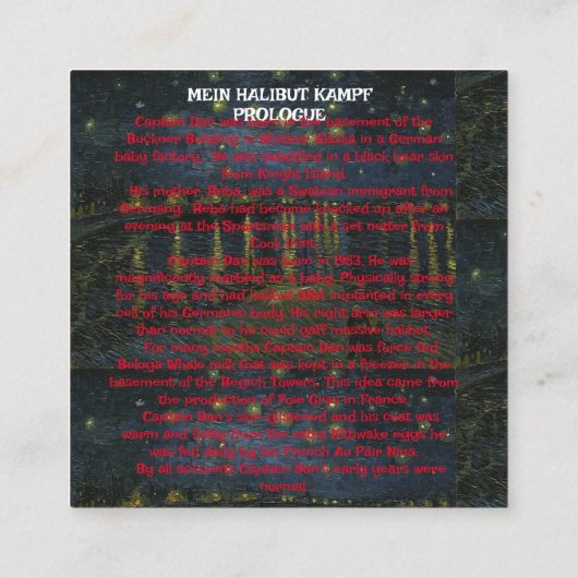 ハリバイ・カムプキャプテン・ダンのプロローグ エンクロージャーカード (裏面)