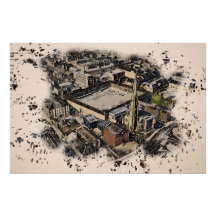 ハリファックスのピースホールとスクエアチャーチの尖塔 アート