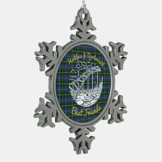 ハリファックスダートムスブリッジタータンチェックフレンドオーナメント スノーフレークピューターオーナメント (左)