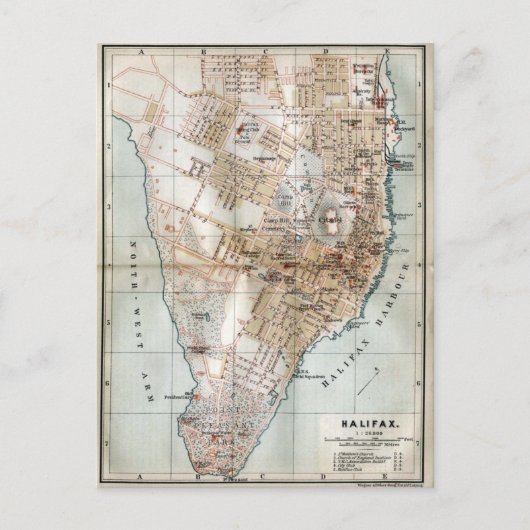 ハリファックスノバスコシアのヴィンテージの地図(1890年) ポストカード (正面)