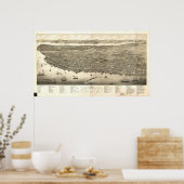 ハリファックスノバスコシア1879アンティークパノラママップ ポスター (キッチン)