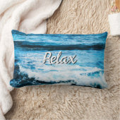 ハリラックスイアターコイズ海波写真スクリプト ランバークッション (ブランケット)
