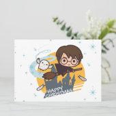 ハリーとヘドウィグ飛んでいる過去ホグワーツクリスマス シーズンカード (スタンド正面)