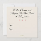 ハリーとメガンのお披露目パーティー招待状 招待状 (裏面)