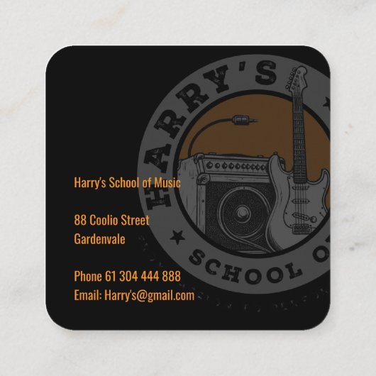 ハリーの音楽 スクエア名刺 (裏面)