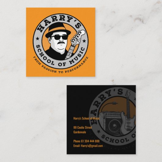 ハリーの音楽 スクエア名刺 (正面/裏面)