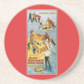 ハリーのHoudiniによって埋められる生きたヴィンテージの手品師ポスター コースター (正面)