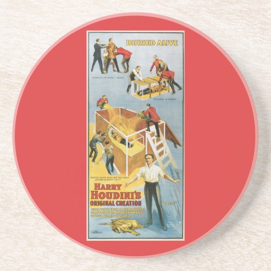 ハリーのHoudiniによって埋められる生きたヴィンテージの手品師ポスター コースター (正面)