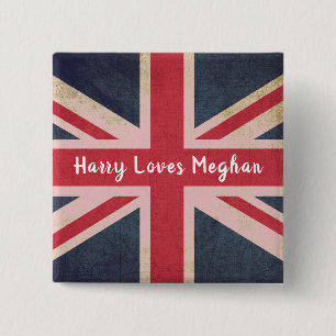 ハリーはMeghanの王室のな結婚式の正方形ボタンを愛します 缶バッジ