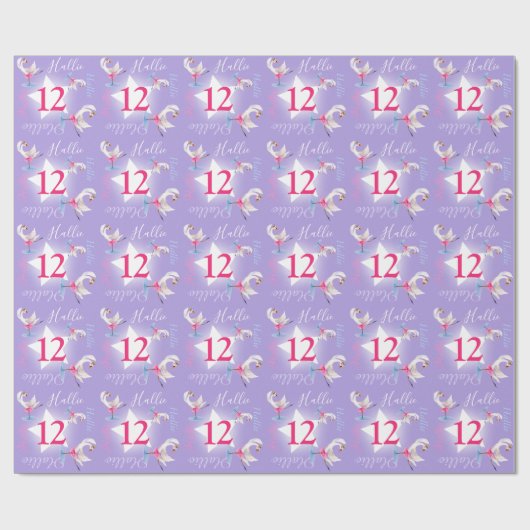 ハリーウォーターカラーバレエ白鳥12th誕生日ラップ ラッピングペーパー (フラット)