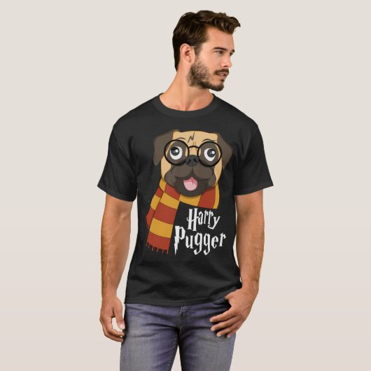ハリープガーおもしろいPUGオーナーウィザード愛好家 Tシャツ (正面フル)
