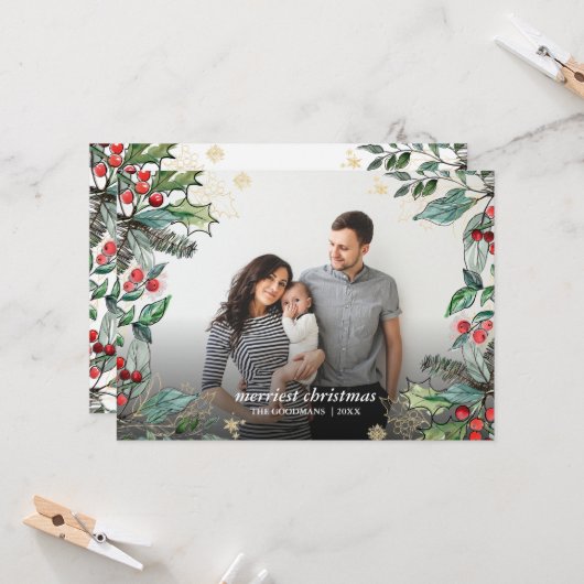 ハリーベリーのクリスマス フレーム入り写真 ホリデーカード カード (正面/裏面インサイチュ)