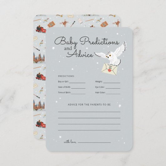 ハリーポッタヘドウィッグ – ベビー予測とアドバイス 招待状 (正面/裏面)