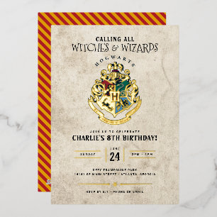 ハリーポッタホグワーツクレスト誕生日 箔招待状