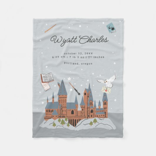 ハリーポッタホグワーツベビー誕生統計 フリースブランケット (正面)