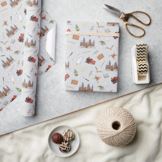 ハリーポッターのアイコンのパターン – ベビーシャワー ラッピングペーパー (クラフト)