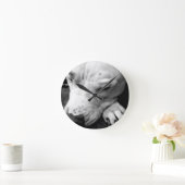 ハリーポッターの傷跡の犬の白いピットブル ラウンド壁時計 (ホーム)