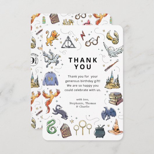 ハリーポッターアイコン誕生日ありがとう 招待状 (正面/裏面)