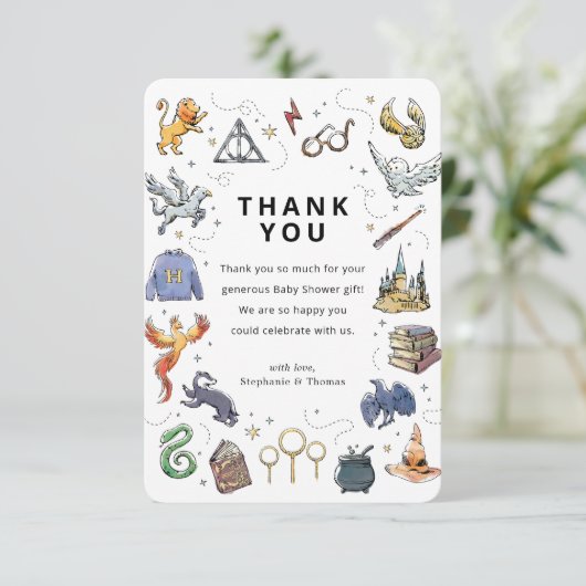 ハリーポッターアイコン赤ちゃんシャワーありがとう 招待状 (スタンド正面)