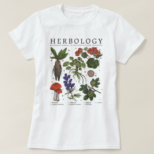 ハリーポッターハーブ植物ショートスリーブ Tシャツ (デザイン正面)