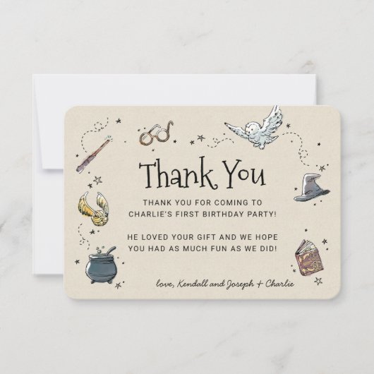 ハリーポッターファースト誕生日ありがとう 招待状 (正面)