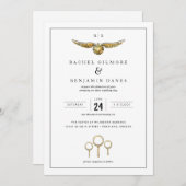 ハリーポッター魔法の結婚水色 招待状 (正面/裏面)