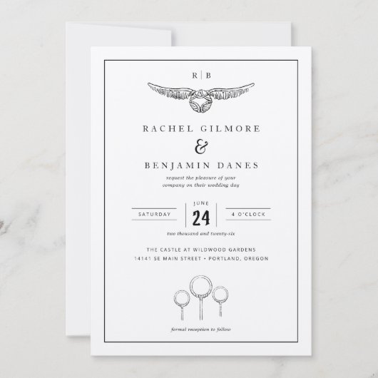 ハリーポッター魔法の結婚水色 招待状 (正面)