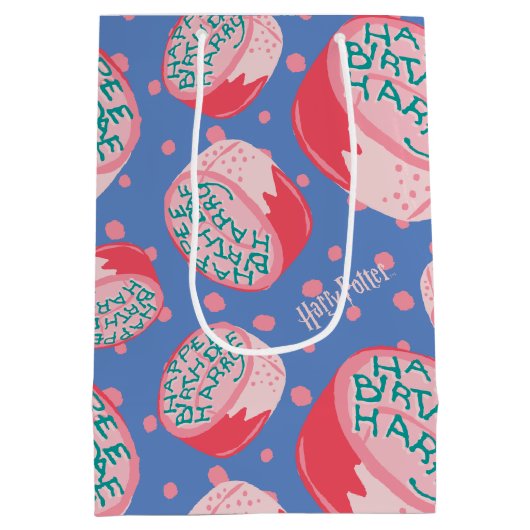 ハリーポッター™お誕生日ケーキパターン ミディアムペーパーバッグ (裏面)