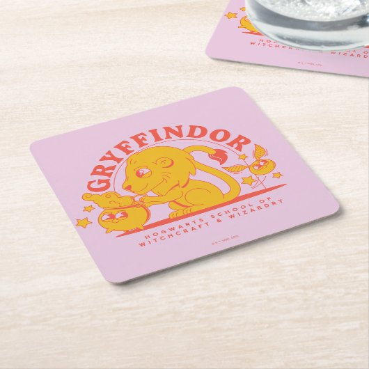 ハリーポッター™ |かわいいGRYFFINDOR™ホグワーツスクール スクエアペーパーコースター (アングル)