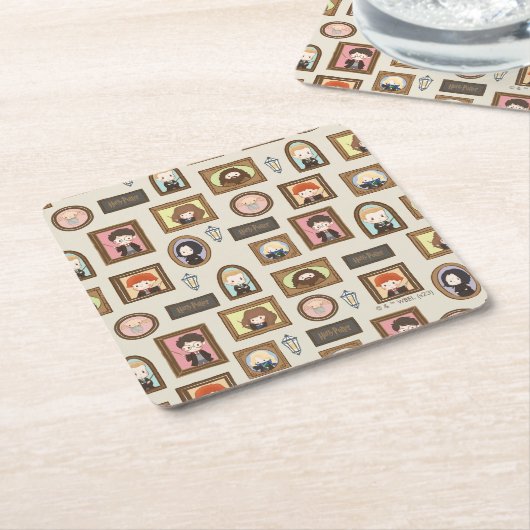 ハリーポッター™チビ（小さくかわいく書いた感じ）写真枠パターン スクエアペーパーコースター (アングル)