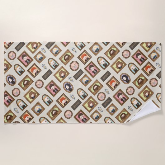 ハリーポッター™チビ（小さくかわいく書いた感じ）写真枠パターン ビーチタオル (正面)