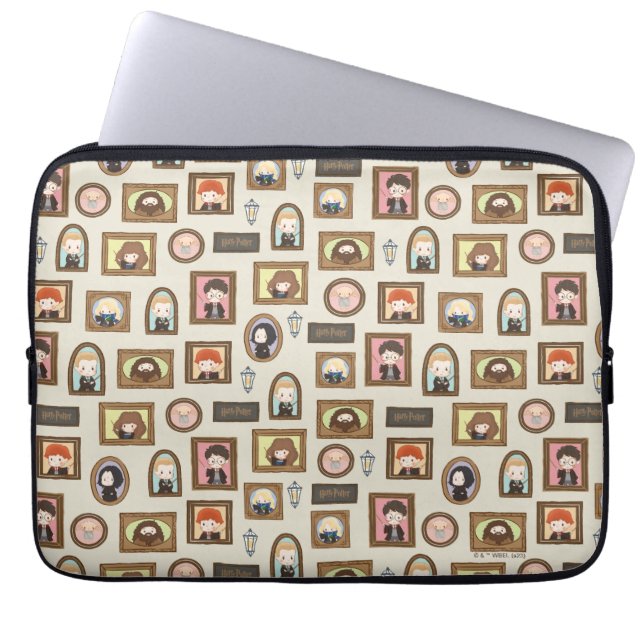 ハリーポッター™チビ（小さくかわいく書いた感じ）写真枠パターン ラップトップスリーブ (正面)