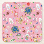 ハリーポッター™ |チョコレートフロッグ&キャンディパターン スクエアペーパーコースター (正面)