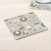 ハリーポッター™ |フクロウ文字のパターン スクエアペーパーコースター (アングル)