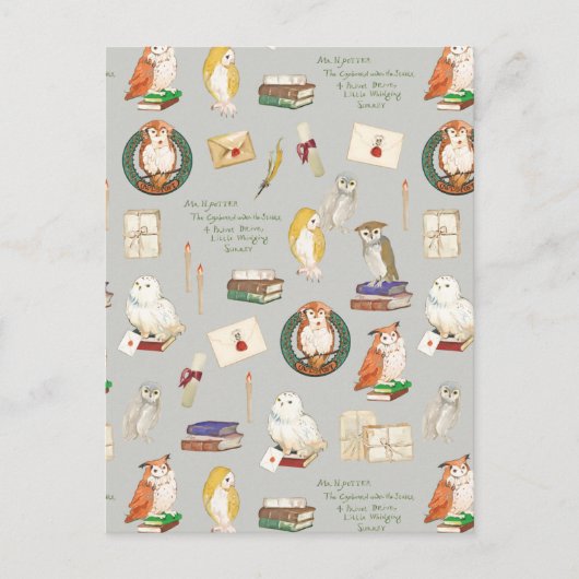 ハリーポッター™ |フクロウ文字のパターン ポストカード (正面)