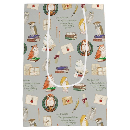 ハリーポッター™ |フクロウ文字のパターン ミディアムペーパーバッグ (裏面)