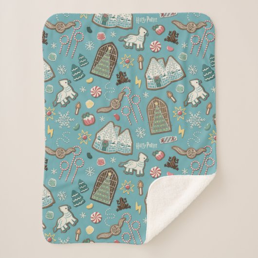 ハリーポッター™ホグワーツ™クリスマスクッキーパターン シェルパブランケット (正面)