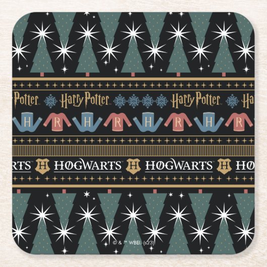 ハリーポッター™ホリデーセーターパターン スクエアペーパーコースター (正面)