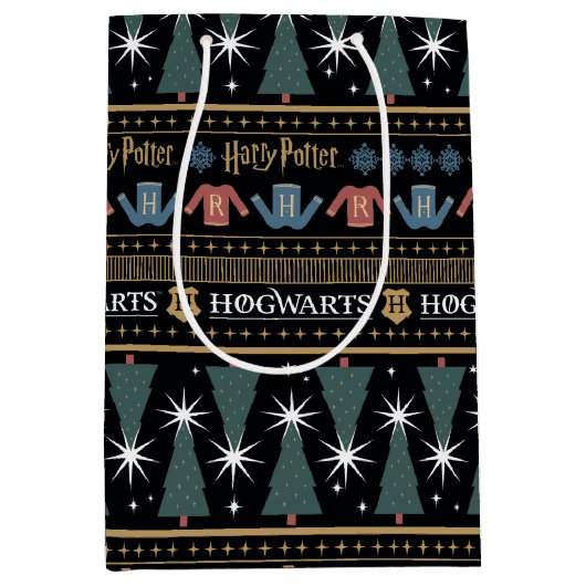 ハリーポッター™ホリデーセーターパターン ミディアムペーパーバッグ (正面)