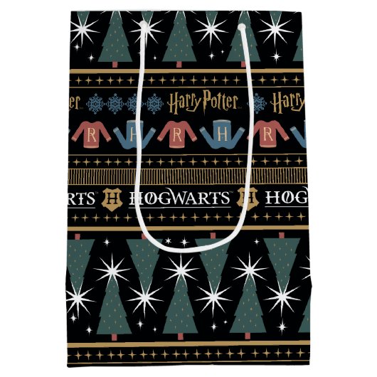 ハリーポッター™ホリデーセーターパターン ミディアムペーパーバッグ (裏面)